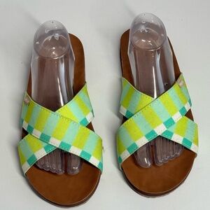Feelgoodz Zensole Cascades Blue Green White Slide Sandals Shoes Womens